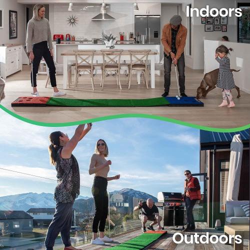 Indoor-Outdoor Golf Game Set - Golf Pong Putting Game with 11 Ft. Flat Green, 2 Height-Adjustable Putters, 2 Balls, & Bag. Portable Tailgating or Backyard Games for All Ages by Putt Partee