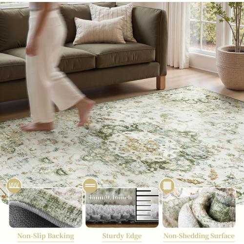 PADOOR Area Rug,Rugs for Living Room,Soft Green Rugs for Bedroom,Machine Washable Rugs Non Slip Carpet,Rug for Dining Room Living Room Bedside Office