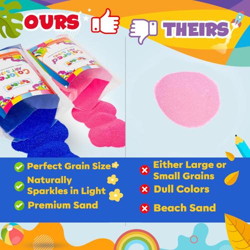 Colored Sand for Sand Art [15 Colors: 6 lbs], Colored Sands Bulk, Delightful Sands Art Fun for Crafts, Parties, Children, Nice Colorful Fun Sandy Crafts for Kids Age 3 , Non-Toxic, 15 Bags