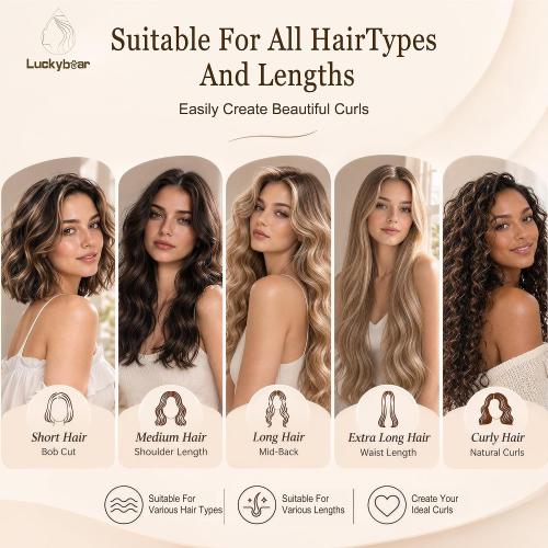 Luckybear Heatless Curls Overnight, Jumbo Curling Flexi Rods, 3PCS Black
