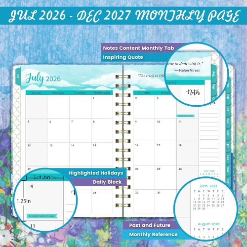 2026-2027 Planner - Weekly and Monthly Academic Planner 2026-2027, JUL. 2026 - JUN. 2027, 6.4 x 8.5, 26-27 Academic Planners with Monthly Tabs, Sturdy Cover, Premium Paper, Back Pocket, Strong Twin-wire Binding