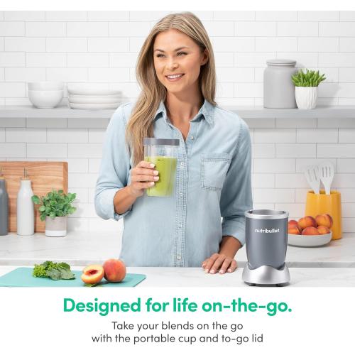 nutribullet Personal Blender, Shakes, Smoothies, Food Prep, and Frozen Blending, 24 Ounces, 600 Watt, Gray, NBR-0601WM