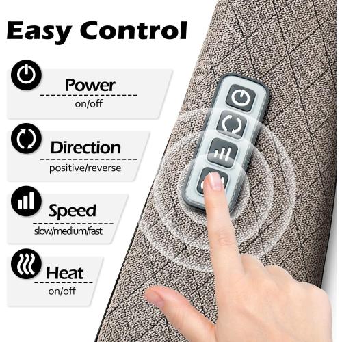 Blue Elf Shiatsu Electric Neck Back Massager Pillow 3D Kneading with Heat for Shoulder, Lower Back, Foot, Leg Muscles Pain Relief Relax in Car Office and Home (Gray)