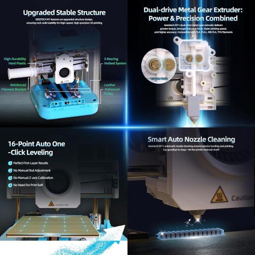 Geeetech 3D Printer for Kids & Beginners, High-Speed Mini 3D Printer, Auto-Leveling, Fully Open Source Pre-Assembled STEM Learning Tool, 3.94x4.33x3.94in Print Size for Home/School