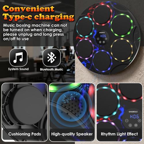 Music Boxing Machine with Gloves - Wall Mounted Punching Trainer for Adults & Kids, 9-Speed Punch Game, Wall Boxing Punching pad, 2025 Upgrade Gifts for Boys Age 6