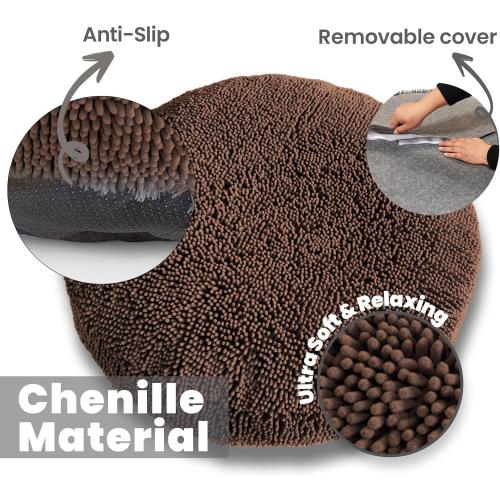 Muddy Mat® Cloud K-9 Bed for Dogs & Cats, Soft & Relaxing Donut Dog Bed, Chenille Material, Removable Cover, Washable