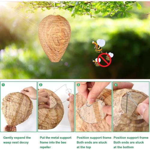 DECYOOL 2 Pack Wasp Nest Decoy Hanging Wasp for Wasps Hornets Yellow Jackets Outdoor Waterproof Material (Dark Brown)