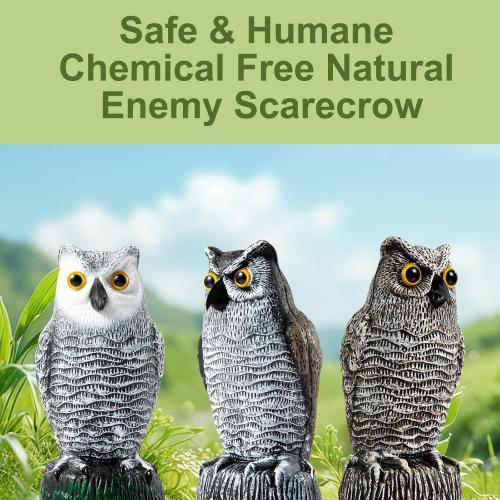 OFFO Bird Scare Devices Plastic Owl Scarecrow for Halloween Decorations Outdoor Garden, Yard, Pool Decoration, 8.3 in Height, Brown and White