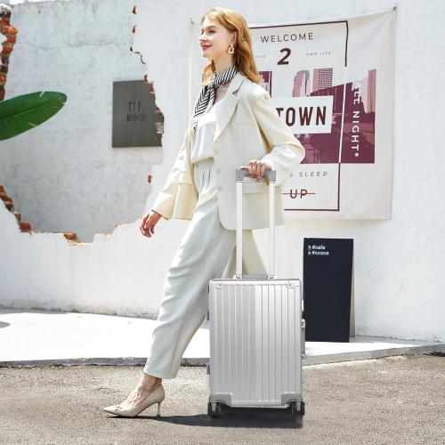 All Aluminum Carry On Luggage 22x14x9 Airline Approved，Hard Shell Carry On Luggage, Zipperless Luggage Aluminum Suitcase Luggage (sliver, 20inch)