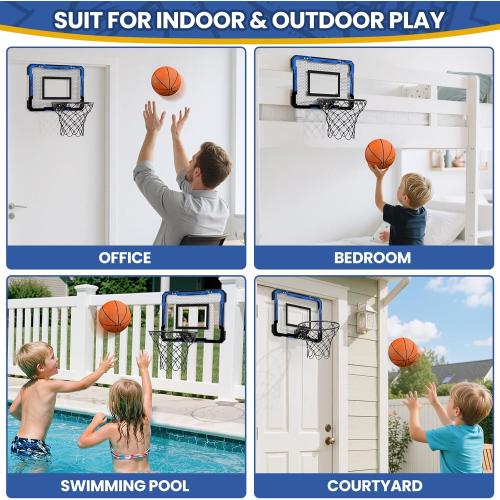 QDRAGON Mini Basketball Hoop, Over The Door Indoor, with 3 Balls/Inflator/Breakaway Rim, Basketball Toy Gifts for Kids and Adults, Suit for Bedroom/Office/Outdoor