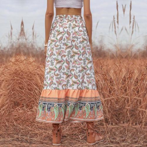Women medium Boho Vintage Floral Print Long Skirt Summer Tiered Maxi Skirt