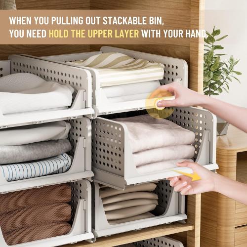 Pinkpum 6 Pack Closet Organizer Storage Bins Stackable Plastic Drawer Shelf