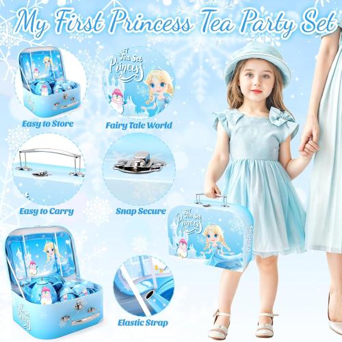 INNOCHEER Tea Party Set for Little Girls Toys, Toys for Kids, Tea Sets for Toddlers 3-5, Pretend Play Kitchen Toy, Birthday Christmas Princess Gifts Toys for 3 4 5 6 7   Year Old Girls