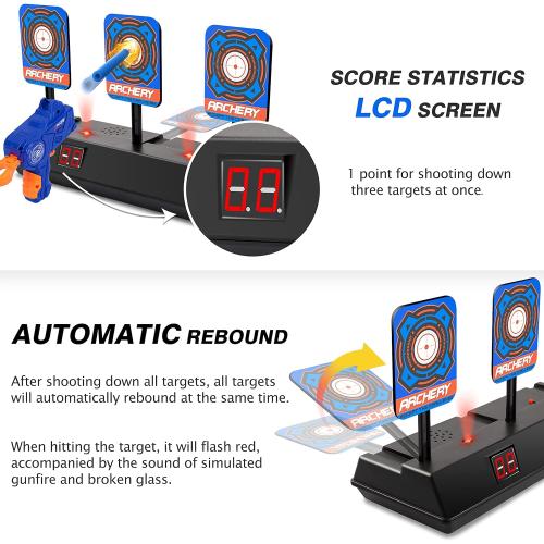 Color Blue KKONES Electric Scoring Auto Reset Shooting Digital Target for Nerf Guns Shooting Target