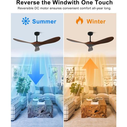 Ceiling Fan without Light, Smart Wood Ceiling Fan