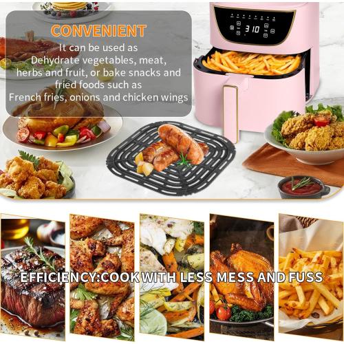 Air Fryer Grill Pan for Chefman 6QT Paris Hilton 6 Quart 8 in 1 Air Fryer, 8.85×8.2'' Food Grade Nonstick Replacement Rack Parts Tray Grill Crisper Plate for Paris Hilton Air Fryer, Dishwasher Safe