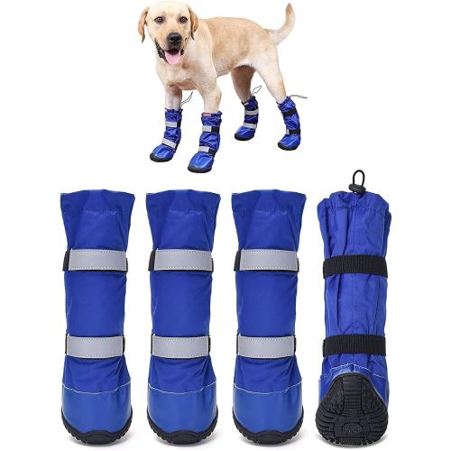 Hipaw Waterproof Dog Boots for Winter Snow Rain,Non-Slip Dog Shoes for Medium to Large Dogs,Extended Cuff Paw Protectors for Outdoor Walking Hiking