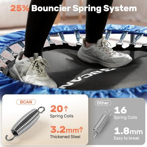BCAN 40/48 Foldable Mini Trampoline Max Load 330lbs/440lbs, Fitness Rebounder with Adjustable Foam Handle, Exercise Trampoline for Adults Indoor/Garden Workout