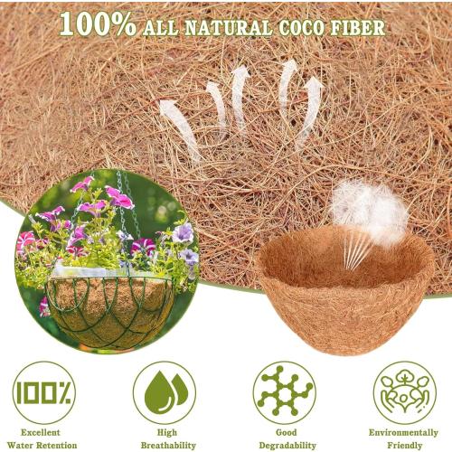 Halatool 4PCS 14 Inch Coconut Liners for Planters Round Hanging Basket Liners 100% Natural Replacement Coconut Fiber Liner for Garden Flower Pot Vegetables Herbs