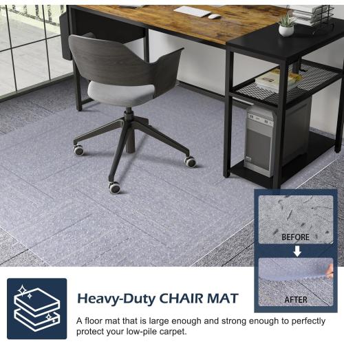 Chair Mat for Carpet, SALLOUS 46 x 60 Office Chair Mat for Carpeted Floors, Heavy Duty Vinyl Floor Mat with Grips, Floor Protector Computer Desk Mat for Home Office (Clear, Rectangular)