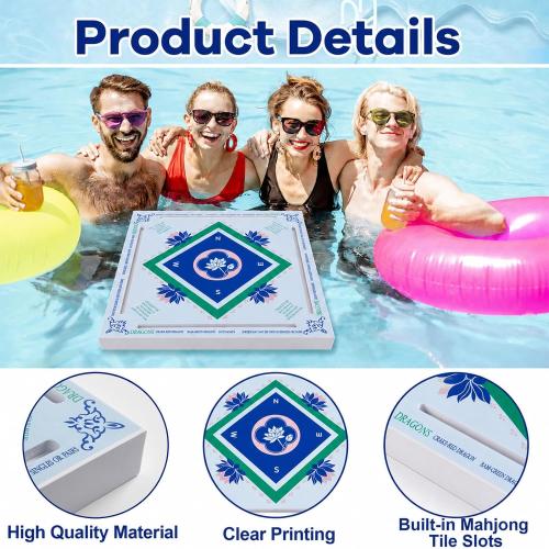 19x19 Inches Mahjong Floating Game Table for Pool Adults Pool Games Tray for Mah Jong Card Games Dominoes Poker Floater Tables for Indoor Outdoor Swimming Pool Hot Tub Lake(Blue Green)