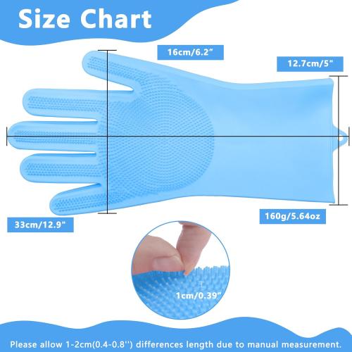 Pet Grooming Gloves—Dog Washing Gloves with High-Density Teeth, Dog Bath Scrubber with Enhanced Five Finger Design, Silicone Gloves for Dogs and Cats Bathing, Massage (Blue)