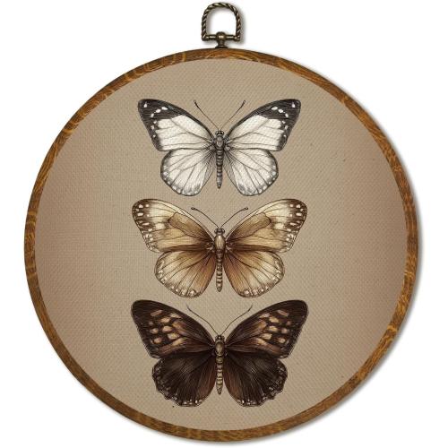 Vintage Wall Art 10x10 Inch, Round Framed Canvas
