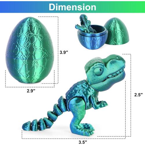 3D Printed Dragon Kids Dinosaur Toys 3D Printed Fidget Toys, Articulated Dragon Egg, 3D Dragon, Home Office Decor Executive Desk Toy 3D Printed Dragon Eggs with Dragon Inside (Blue - Green)