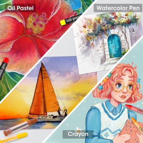 VigorFun Art Supplies, 240-Piece Art Set Crafts Drawing Kits with Double Sided Trifold Easel, Sketch Pads, Crayons, Colored Pencils, Gifts for Kids Girls Boys Teen Ages 4-6-8-9-12 (Black)