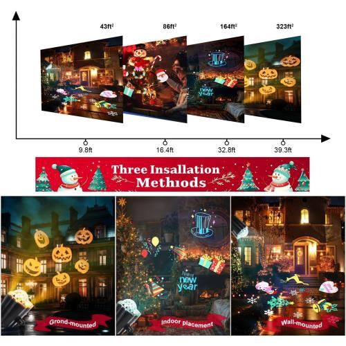 Christmas Projector Lights 2025 Upgraded Brighter,16 Slides (Ocean Wave & Patterns), Waterproof, Timer Holiday Lights Projector for Indoor and Outdoor Decoration