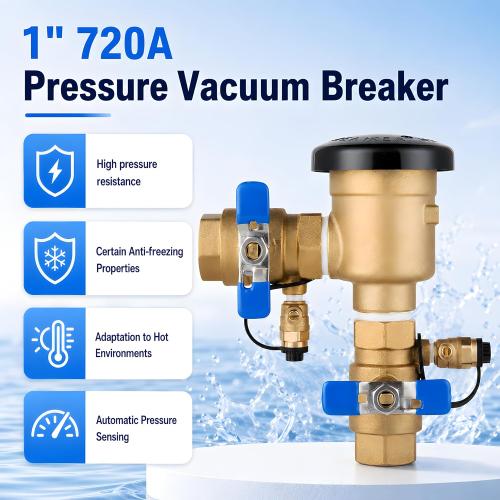 1 Inch Backflow Preventer, Brass Pressure Vacuum Breaker Assembly, 400 PSI Sprinkler Backflow Valve for Lawn Irrigation, Garden Water Lines and Outdoor Anti-Siphon Protection