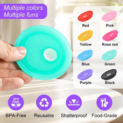 8 Pcs Acrylic Lids for 16 oz Glass Cups Plastic Tumbler Replacement Lids Spill Proof Reusable Glass Cup Lid for Beer Can Iced Coffee Cups Drinking Glasses - Multi-Colored