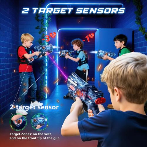 VATOS Rechargeable Infrared Laser Tag Set with Projector, 2 Players Toy Gun of Projector with Digital LED Score Display, Shooting Battle Games with 3 Targets,Family Activity Toy for Kids Teens Adults