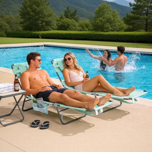SUNNYFEEL Beach Lounge Chair, Backpack Reclining Beach Chairs Lay Flat, Sun Face Down Tanning Chair, Folding Camping Chairs Portable Camp Cot with Backpack Straps for Outdoor/Picnic/Lawn 2 pcs