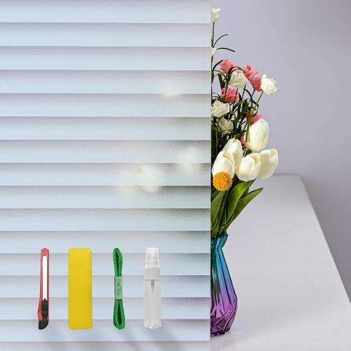 Window Privacy Film with Installation Tools, Blinds Pattern, Static Cling, Anti UV, Heat Control, Ideal for Home Shower Office Glass Door (Blinds Pattern, 35.4X78.7Inch)
