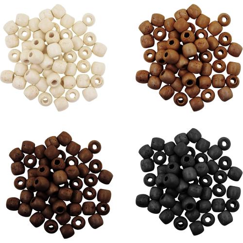 Mandala Crafts 200 Natural Light Brown Black Brown Large Hole Barrel Wooden Beads for Crafts Macrame DIY Jewelry Braid Dreadlock Hair Beads