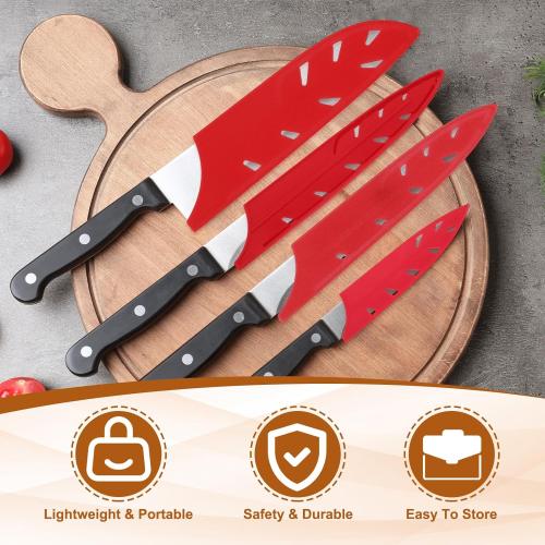PATIKIL ABS Safety Knife Cover Sleeves for 8 Chef Knife, Universal Chopping Edge Guard Blade Protector Sheath for Kitchen Bar, Red, 19.7cm L, Pack of 2