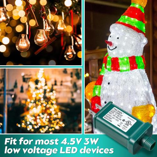Enhon 4.5V 3W LED Power Supply, TS-3W4.5V UL Listed LED Transformer Replacement Class 2 Power Supply, Low Voltage Transformer US Plug Adapter for Christmas Tree Light and LED String Light, Green