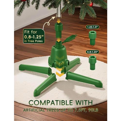 DG-Direct 360° Rotating Christmas Tree Stand, Up to 7.5ft, 90lb Artificial Christmas Tree, Fits 0.8–1.5 Tree Poles, Spinning Christmas Tree Stand, Christmas Tree Revolving Base with Remote Control