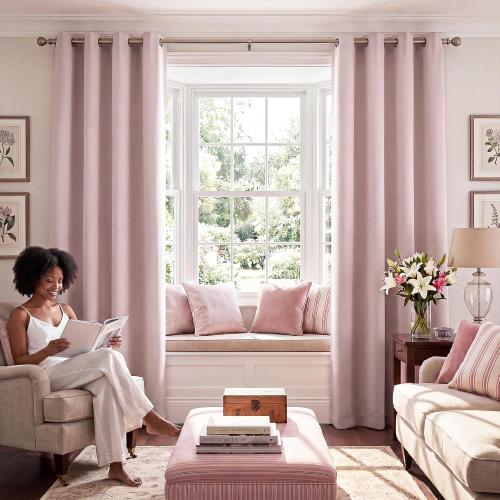 NICETOWN Blush Pink 100% Blackout Curtains for Nursery 52 x 84 2 Panels