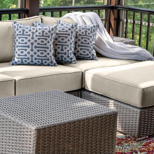 14 Piece Outdoor Patio Waterproof Cushion Covers, Fits 6-Seat Wicker Rattan Sectional Couch Chair Furniture Cover Replacement Set - Fade-Resistant Patio Cushion Covers with Zipper