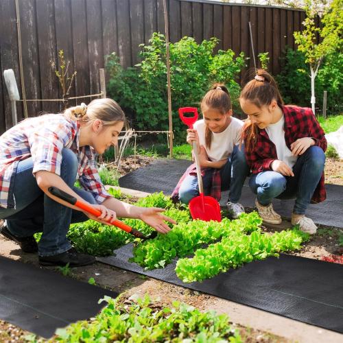 Rintea 4FTX300FT Weed Barrier Fabric, 3.2oz Landscape Fabric, Durable Weed Barrier Fabric Heavy Duty with 20 U-Shaped Securing Pegs for Landscaping Weed Blocker Garden Bed Cover, Commercial Driveway