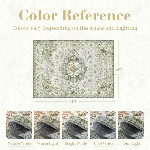 PADOOR Area Rug,Rugs for Living Room,Soft Green Rugs for Bedroom,Machine Washable Rugs Non Slip Carpet,Rug for Dining Room Living Room Bedside Office