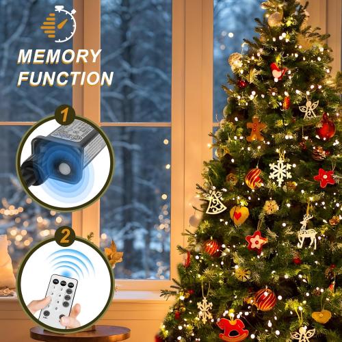 Christmas Tree Lights 8.2FT X 16 Lines, 448 LED String Lights (Suitable 7-9 FT Christmas Tree) with Memory Function & Remote Control, IP55 Tree Lights for Christmas Decorations, Outdoor & Indoor