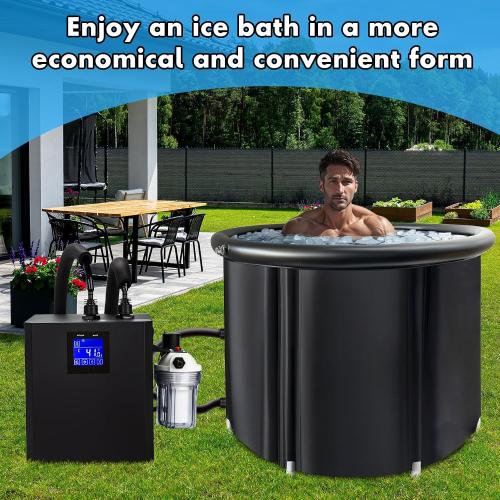 Ice Bath Water Chiller for Cold Plunge Tubs, 1/3 HP Cold Plunge Chiller with External Filter & Pump, Insulated Hoses, Ice Bath Cold Water Recovery for Home Use, 110V