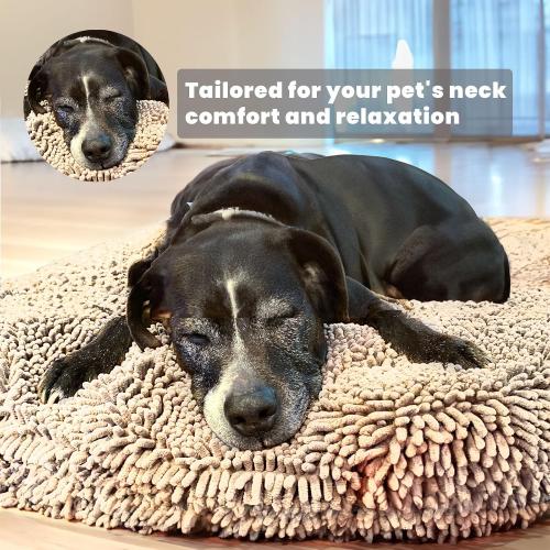 Muddy Mat® Cloud K-9 Bed for Dogs & Cats, Soft & Relaxing Donut Dog Bed, Chenille Material, Removable Cover, Washable & Dryer Safe–Beige Small(25'x25')