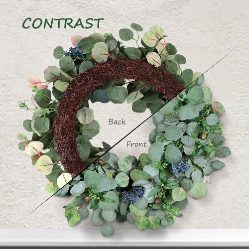 Eucalyptus Wreath for Front Door, COLORSPEC 24 Inch Eucalyptus Wreath with Olive Leaves and Berries All Year Round, Handmade Green Spring Summer Wreaths for Front Door Indoor Outdoor Wedding Holiday