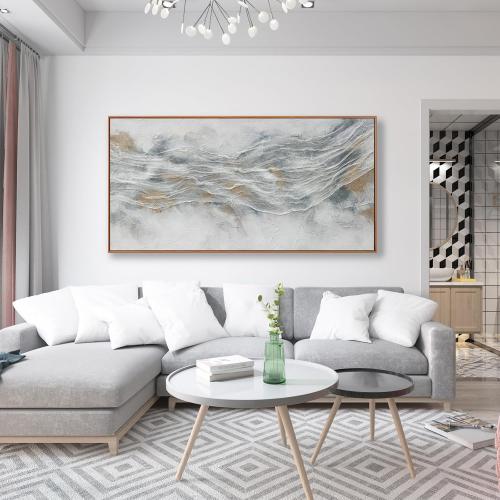 Abstract Wall Art Framed Home Artwork Decor Simple Modern Art Pieces With Gold And Gray Textures Modern Minimalist Canvas Painting Living Room Decor For Bedroom Office Wall Decor 24X 48