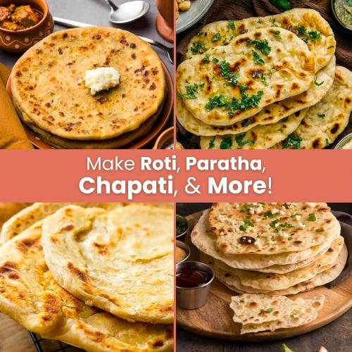 EasyKnead Roti Box with Lid and Rolling Pin and Roti Pouch and Roti Grill – Rotibox for Rolling Roti - Roti Making Box for Chapati, Paratha, Puri – Non-Slip Kneading Board Rotibox