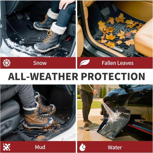 YITAMOTOR Floor Mats for 2019-2026 Chevrolet Silverado/GMC Sierra 1500 & 2020-2026 Chevy Silverado/GMC Sierra 2500HD/3500HD Crew Cab With Underseat Storage Box Bucket Seat, 1st & 2nd Row, Black